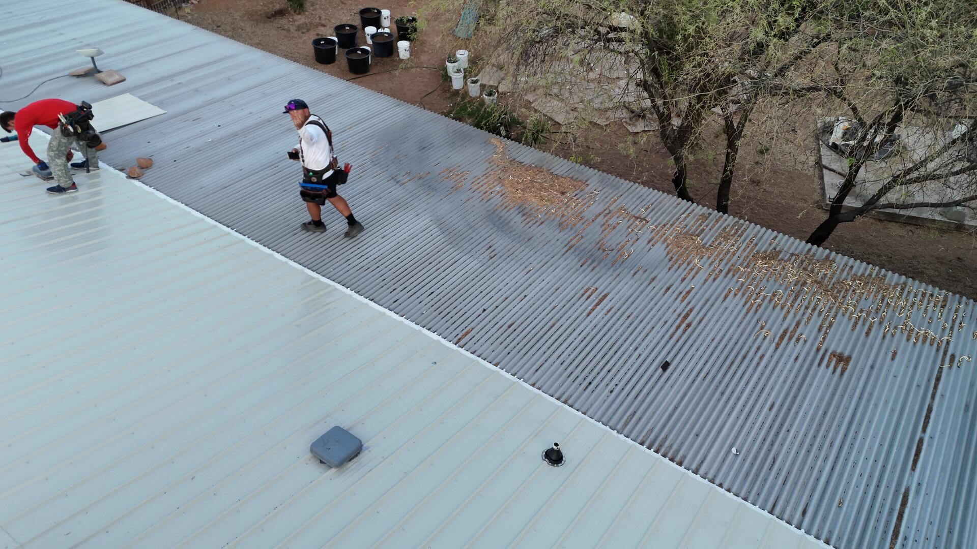 Metal roof install in progress