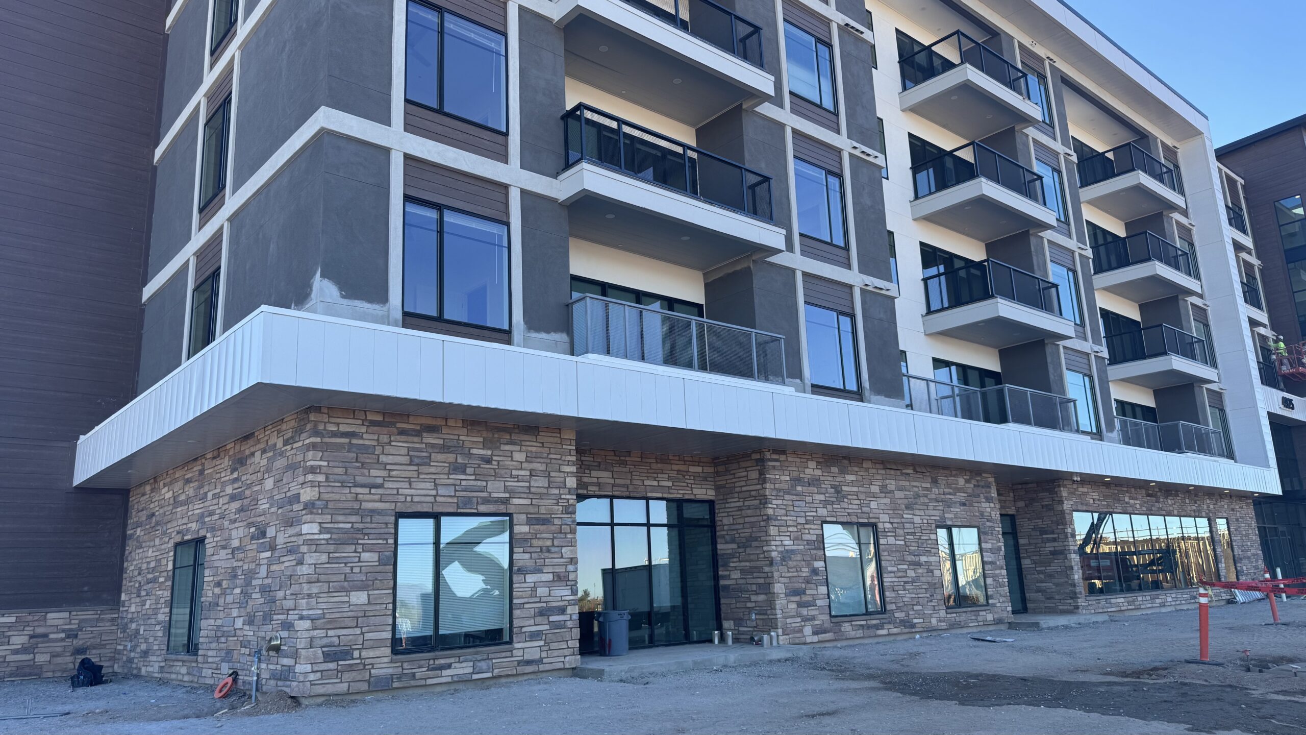 Bold Corten steel entry accent with deep rust patina
