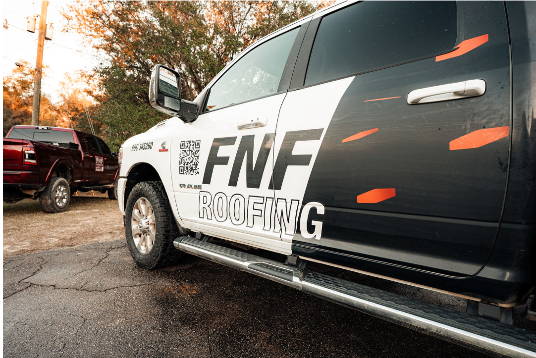 FNF Roofing trucks lined up